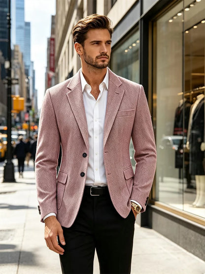 British Men's Blazer Vintage Herringbone Tweed Slim Fit Suit Jacket Wool Blend Formal Business Casual Sport Coat Wedding Office