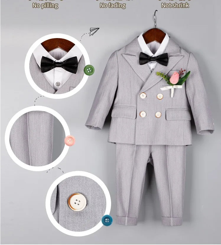 Baby Boys 1 Year Birthday Set Kids Wedding Suit Child Jacket Vest Pants Photograph Suit Children Wedding Performance Party Dress