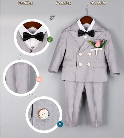 Baby Boys 1 Year Birthday Set Kids Wedding Suit Child Jacket Vest Pants Photograph Suit Children Wedding Performance Party Dress