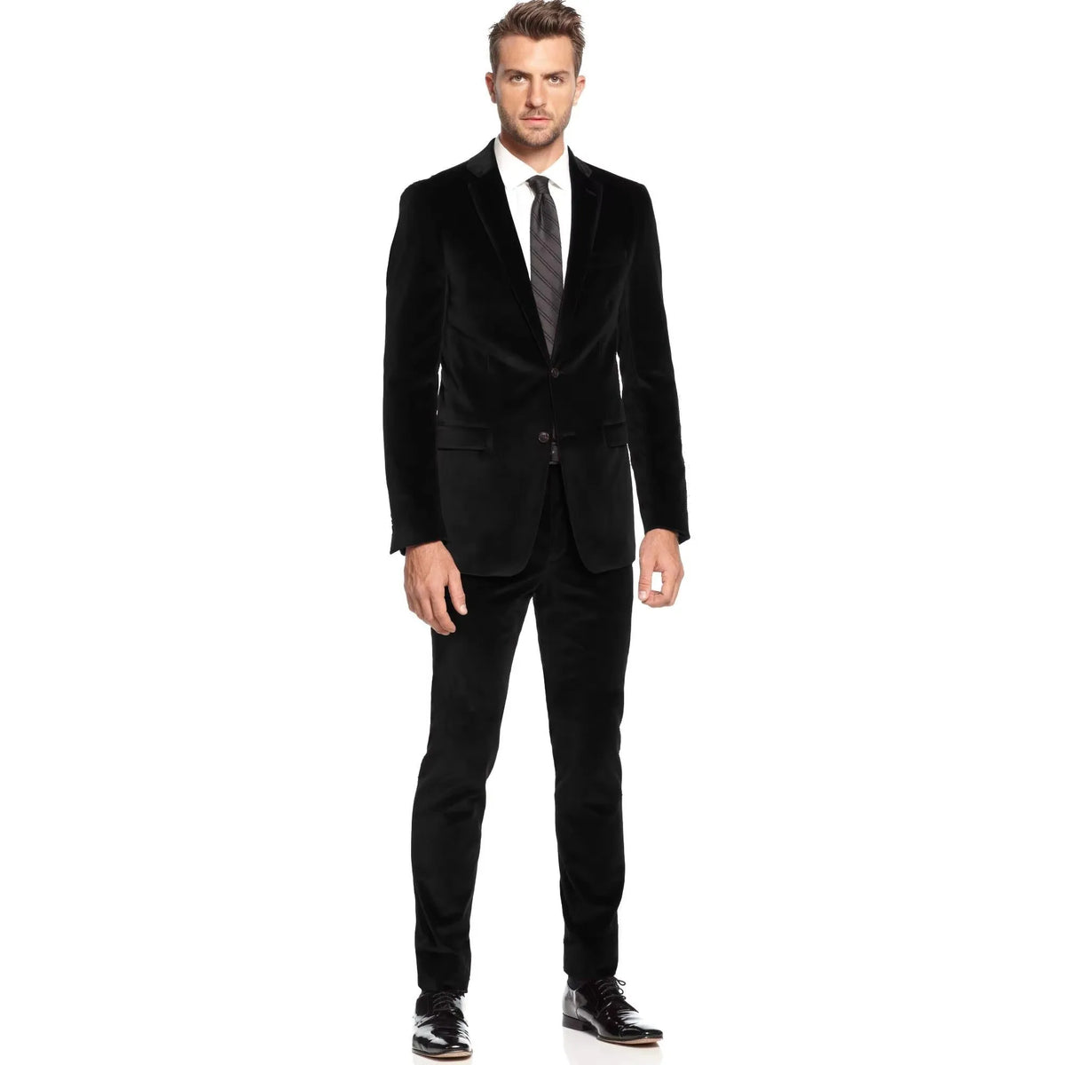 Costume Homme 2 Pièces en Velours Coupe Slim Blazer Simple Boutonnage avec Pantalon Tuxedo de Mariage pour Homme Tenue de Soirée d'Affaires pour Homme