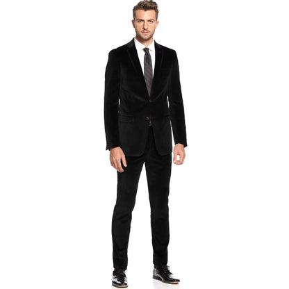 Costume Homme 2 Pièces en Velours Coupe Slim Blazer Simple Boutonnage avec Pantalon Tuxedo de Mariage pour Homme Tenue de Soirée d'Affaires pour Homme