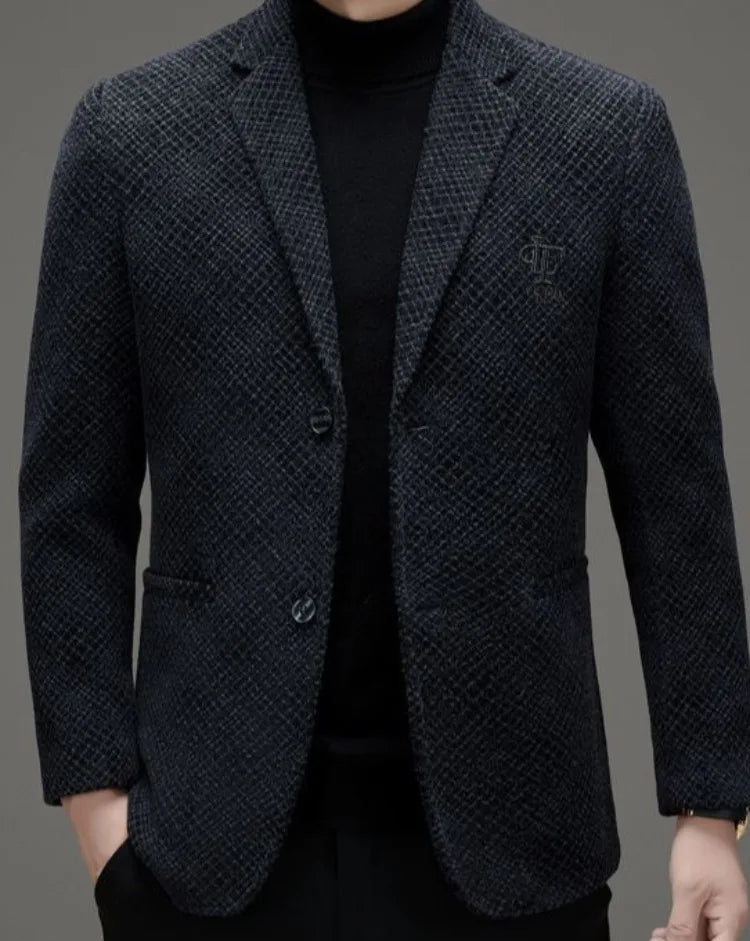 Men's Autumn Winter Thickened Business Casual Blazer Jacket Middle Aged Warm Outerwear