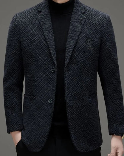 Men's Autumn Winter Thickened Business Casual Blazer Jacket Middle Aged Warm Outerwear