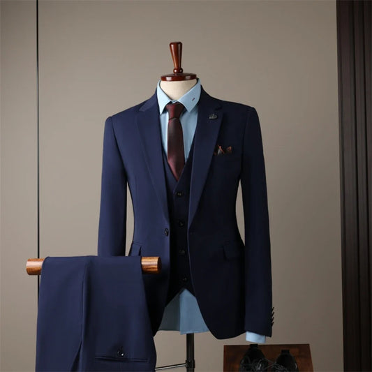 Men's 3-Piece Slim Fit Suit Set for Wedding Groom and Formal Occasions – Notched Lapel Tuxedo