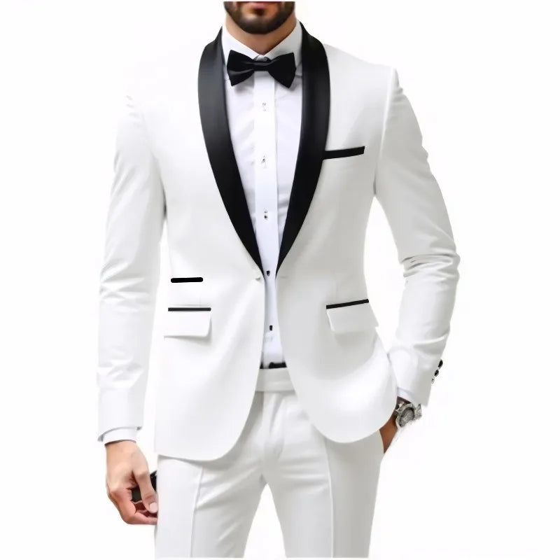 Ensemble costume homme - Costume de cérémonie pour homme - Ensemble 2 pièces pour tenue de marié - Costume homme pour tenue d'affaires, de mariage, de banquet