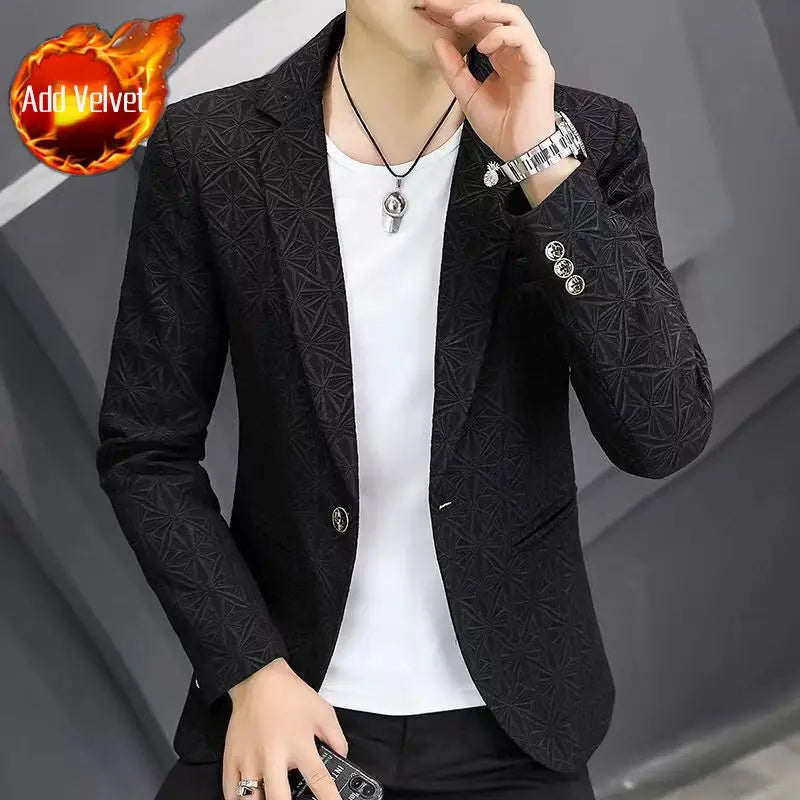 Men's Slim Fit Blazer – Single Button Casual Suit Jacket for Autumn & Winter