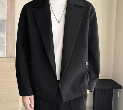 TikTok Trend Men's Autumn Designer Cropped Blazer High-End Casual Jacket Fashion Short Suit Outerwear