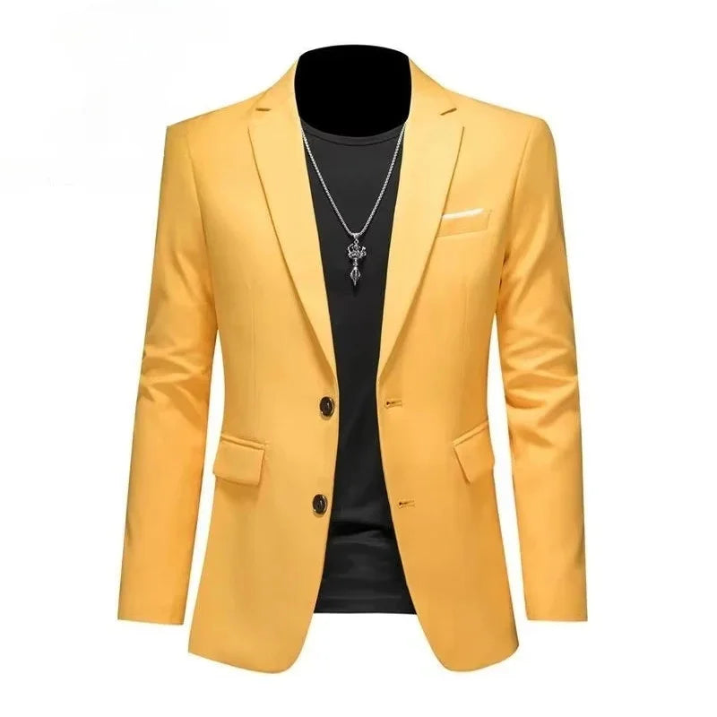 Men's Slim Fit Blazer Single Button Formal Wedding Tuxedo Jacket