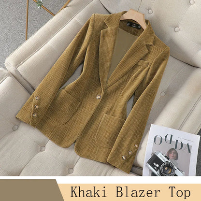 Spring Autumn New Suit Coat Women Fashion Slim Gold velvet Long-sleeved Suit Jacket Female Commuting Business Casual Blazer coat
