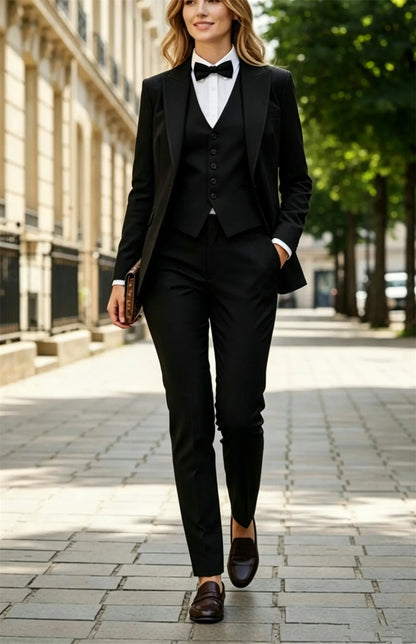Luxury Women's Suits Elegant Formal Official 3 Pcs Pants Suit Set Slim Fit Women Outfit (Jacket+Vest+Pants) Tailor Made