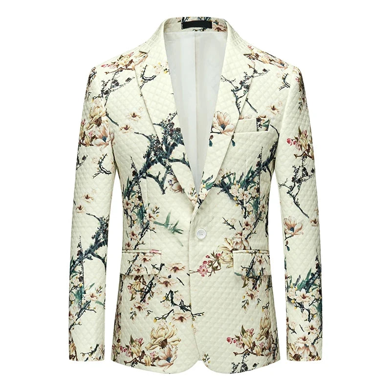 Men's Slim Fit Business Casual Blazer 2025 Stylish Print Boutique Hombre Costume De Luxe Fashionable Men's Suit Blazer