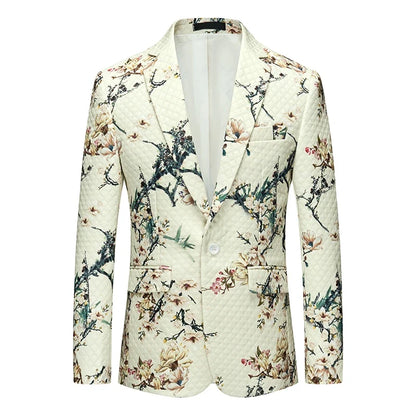 Men's Slim Fit Business Casual Blazer 2025 Stylish Print Boutique Hombre Costume De Luxe Fashionable Men's Suit Blazer