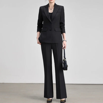 Ladies Office Formal Trousers Suit for Women Autumn Elegant Long Sleeve Blazer and Pants Twe Pieces Matching Sets Outfits