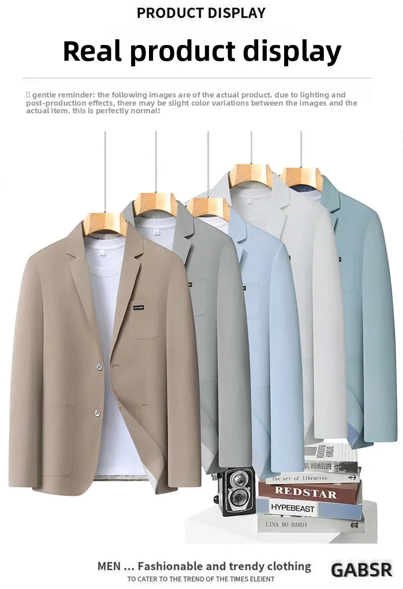 Blazer Men's Fashion Business Outdoor Travel Youth Campus Wedding Versatile Host Shaping Casual Korean Style Thin Style Blazer