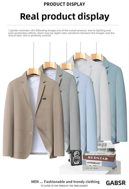 Blazer Men's Fashion Business Outdoor Travel Youth Campus Wedding Versatile Host Shaping Casual Korean Style Thin Style Blazer