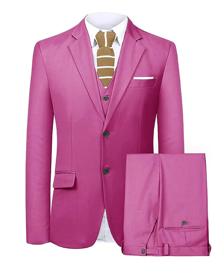 Men's 3 Pieces Suit Two Buttons Notch Lapel Jacket Waistcoat and Trousers Dinner Wedding Tuxedos Slim Fit Formal Business Suits