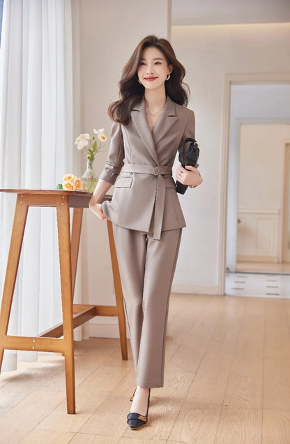 Professional Long-Sleeved Trouser Suits for Women, Fashionable Trousers, High Quality, Show, Elegant, New, Autumn and Winter