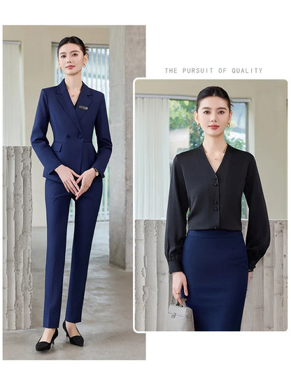 Fashionable professional women's wear, two-piece suit jacket + pants, sophisticated and elegant. 2025 new style
