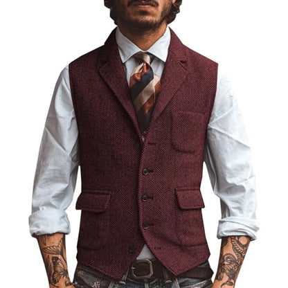 Men's Slim Fit Herringbone Vest for Wedding & Smart Casual Wear – Multiple Colors