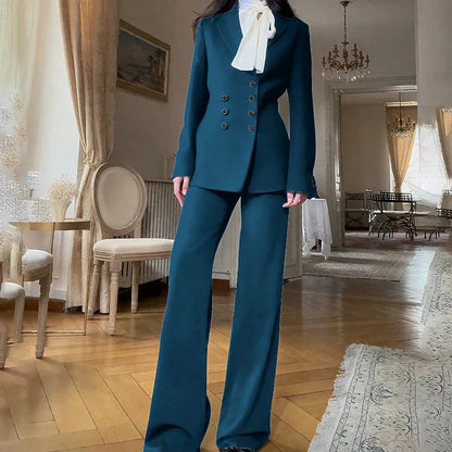 2025 New Women Casual Blazer Suit Set with Double-breasted Office Formal Pant Suit Separates Slim Fit Custom Made Traje de Mujer