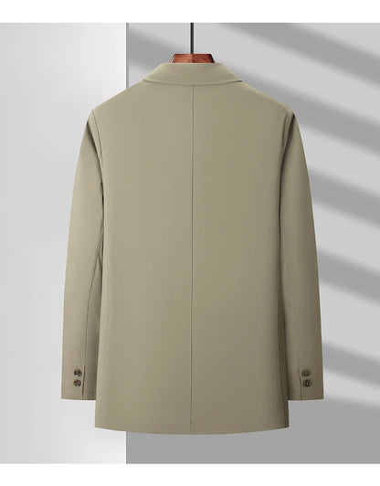 Men's 2025 Spring Fashion Handsome Trend Solid Color All-in-One Casual Business Jacket Loose Simple Lapel Top Coat