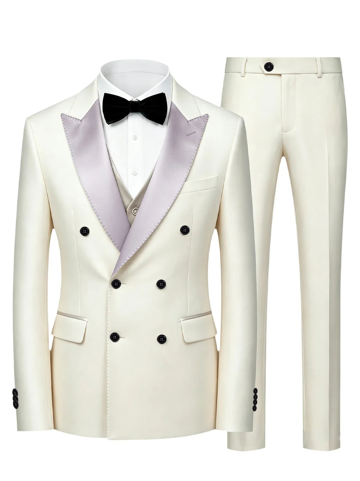 Men's Double Breasted 3 Piece Suit – Slim Fit Tuxedo Set for Weddings & Formal Events