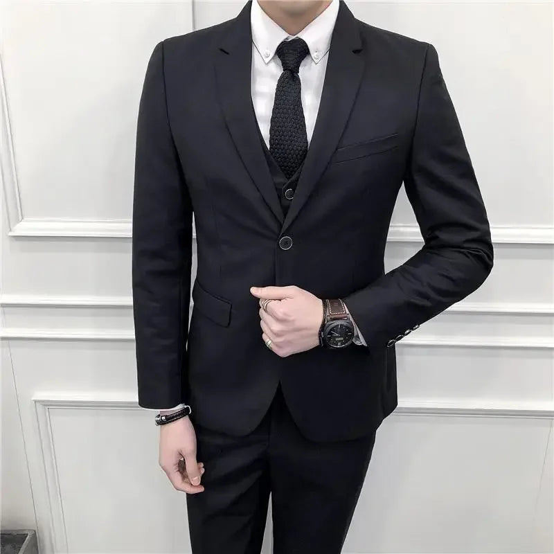 Men's Three-Piece Slim Fit Suit | Blazer, Waistcoat & Trousers for Formal and Business Occasions