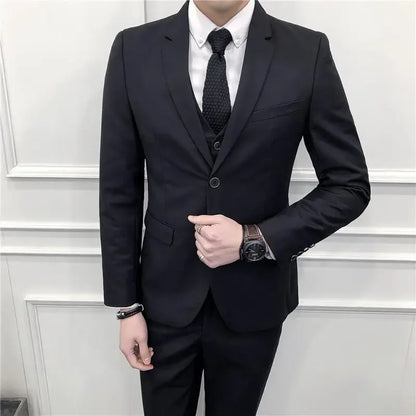 Men's Three-Piece Slim Fit Suit | Blazer, Waistcoat & Trousers for Formal and Business Occasions