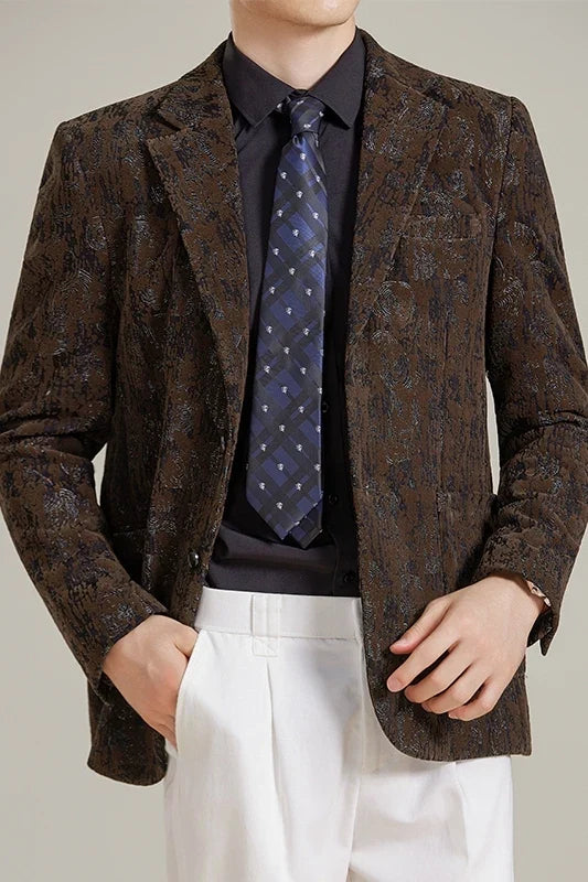 High Quality Autumn Men's Slim Fit Suit Jacket Fashion Plush Jacquard Casual Suit Jacket Street Wear Social Business Blazers 5XL
