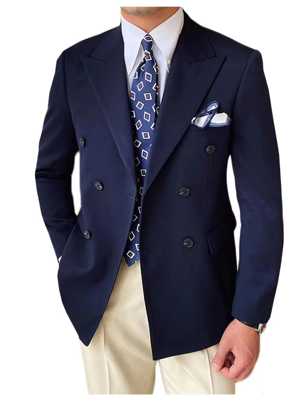 Wedding Men's Tuxedo Jacket Bridegroom Business Groom Wear Formal Party Blazer Double Breasted Peak Lapel XS-6XL One Coat