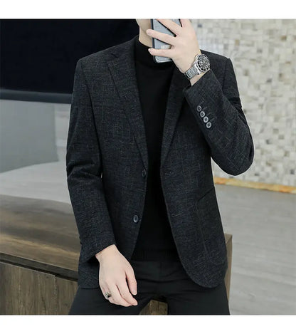 M-8XL Blazer Men's Business Gentleman Korean Wedding Fashion Trend, Slim Fit, Versatile, High-end Casual, Woolen Blazer