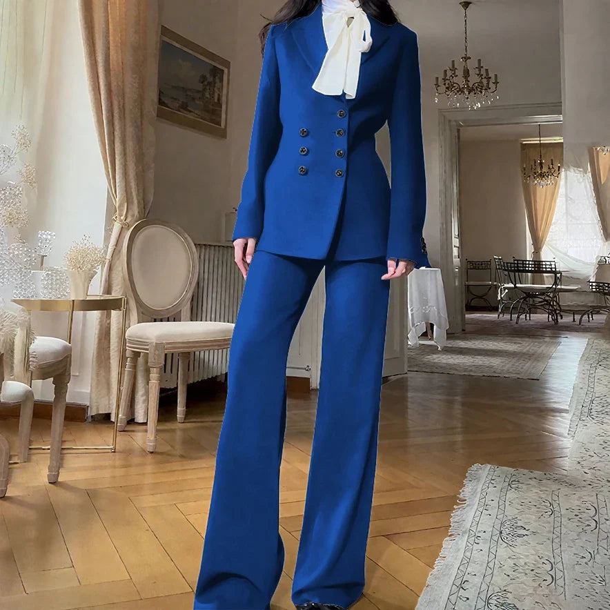 2025 New Women Casual Blazer Suit Set with Double-breasted Office Formal Pant Suit Separates Slim Fit Custom Made Traje de Mujer