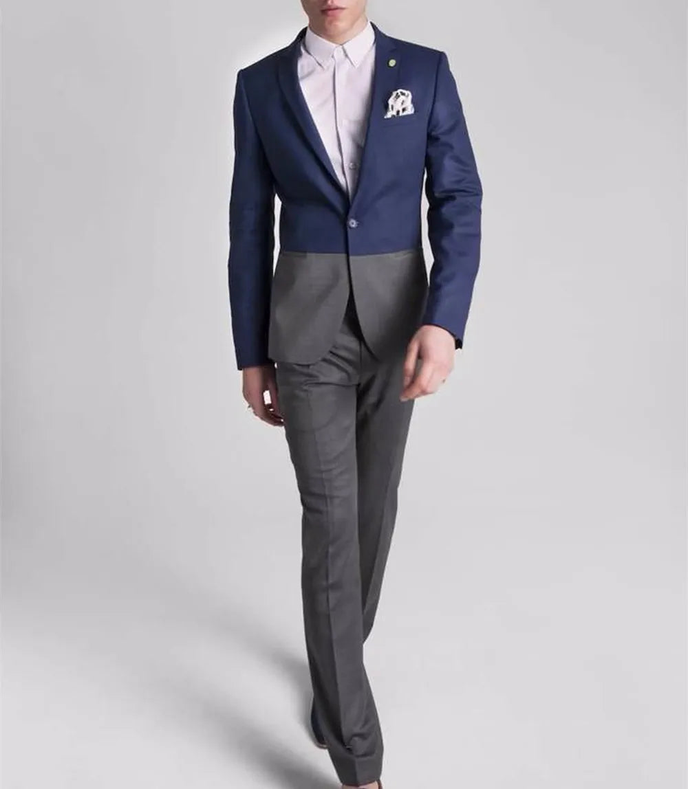 New Gray Men Suits 2022 Slim Fit Casual Summer Beach Wedding Groom Tuxedos 2 Pieces (Jacket+Pants) Bridegroom Best Man Blazer