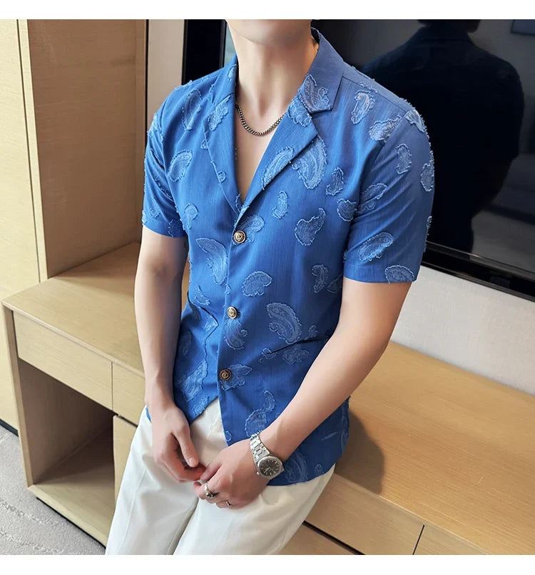 Summer Thin Ice Silk Without Lining Suit Coats 2025 New High-end Fashion Jacquard Casual Social Shirt Coat Men Clothing 4XL-M