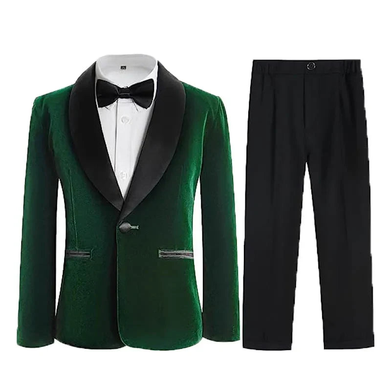 Boys Formal Suit Set 3-Piece Kids Wedding Suit Jacket Pants Bowtie for Birthday Ceremony Performance
