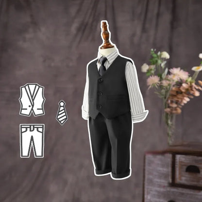 Flower Boys Wedding Outfit Boys Plaid Suit Autumn Winter Blazers Jacket Trousers Set Kids Piano Performance Tuxedo