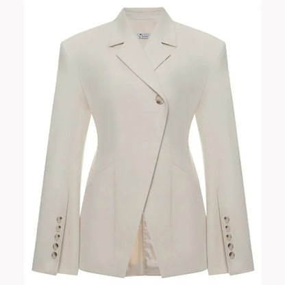 Beige Women Suits Customized Fitted Single-grain Buckle Two Pieces(Jacket+Trousers) Ladies Formal Business Wedding Set