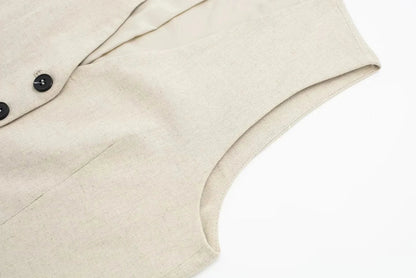 Summer Women Elegant Solid Single Breasted V Neck Casual Vest Top Female Fashion Office Lady Chic Outerwear Vest