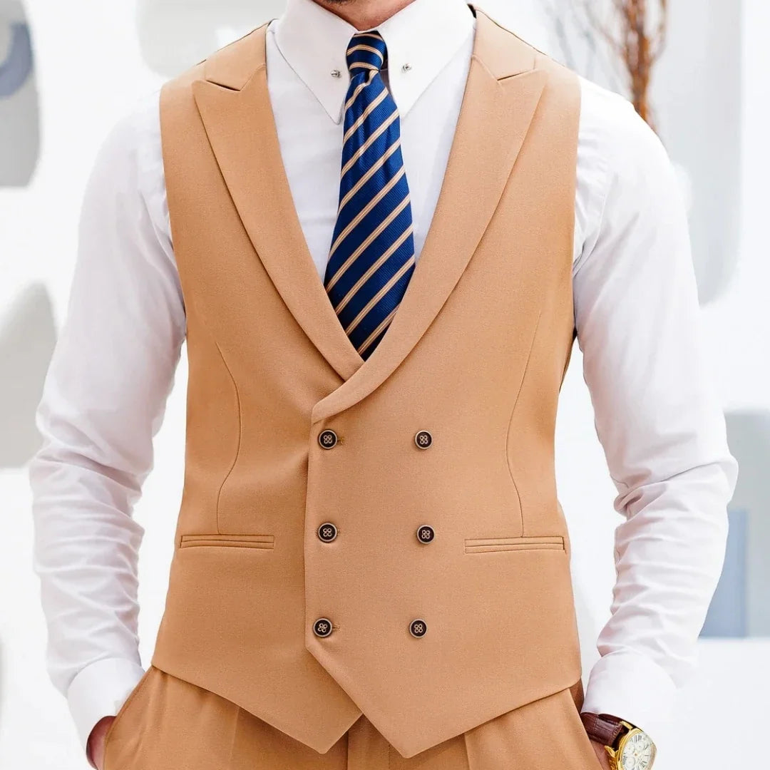 Men's Double Breasted Vest Formal Lapel Waistcoat for Wedding & Special Occasions