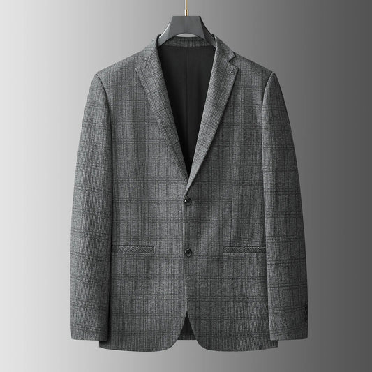 Men's Plus Size Smart Casual Blazer – Grey Single Breasted Suit Jacket for Business & Everyday Wear