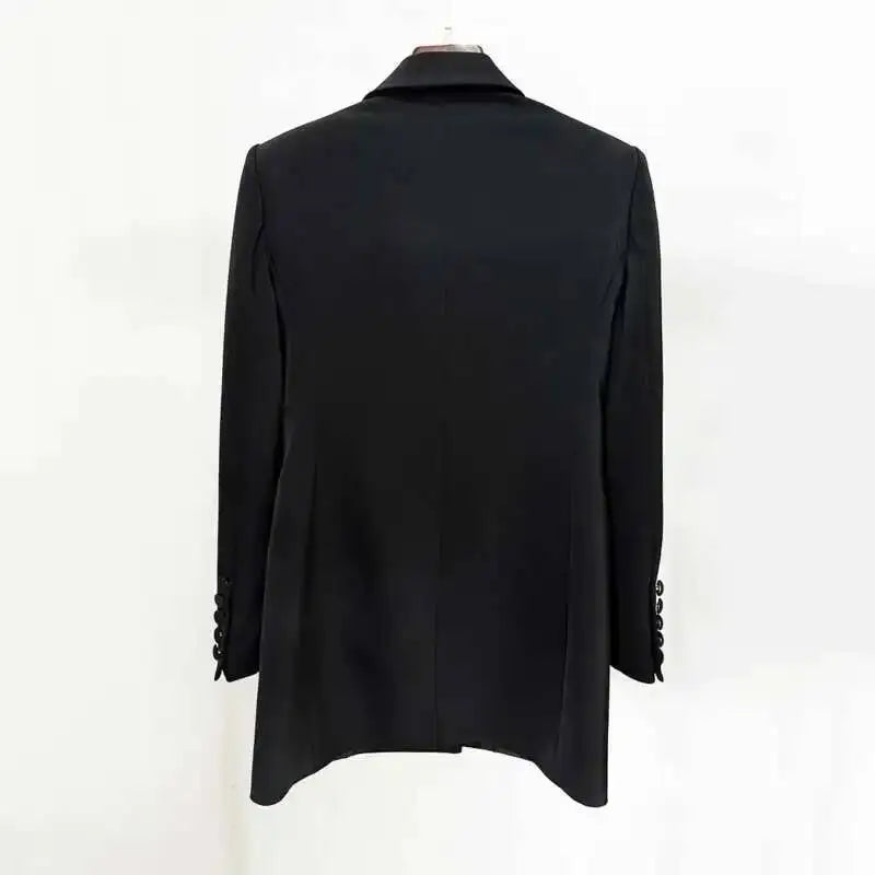 Trendy Fashion Women's Tide Handmade Gorgeous Blazer Heavy Industry Nail Bead Inlaid Diamond Slim Medium Length Coats H2699