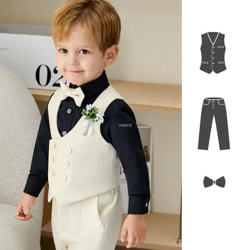 Boys Formal Suit Set – Vest, Pants & Bowtie for Kids