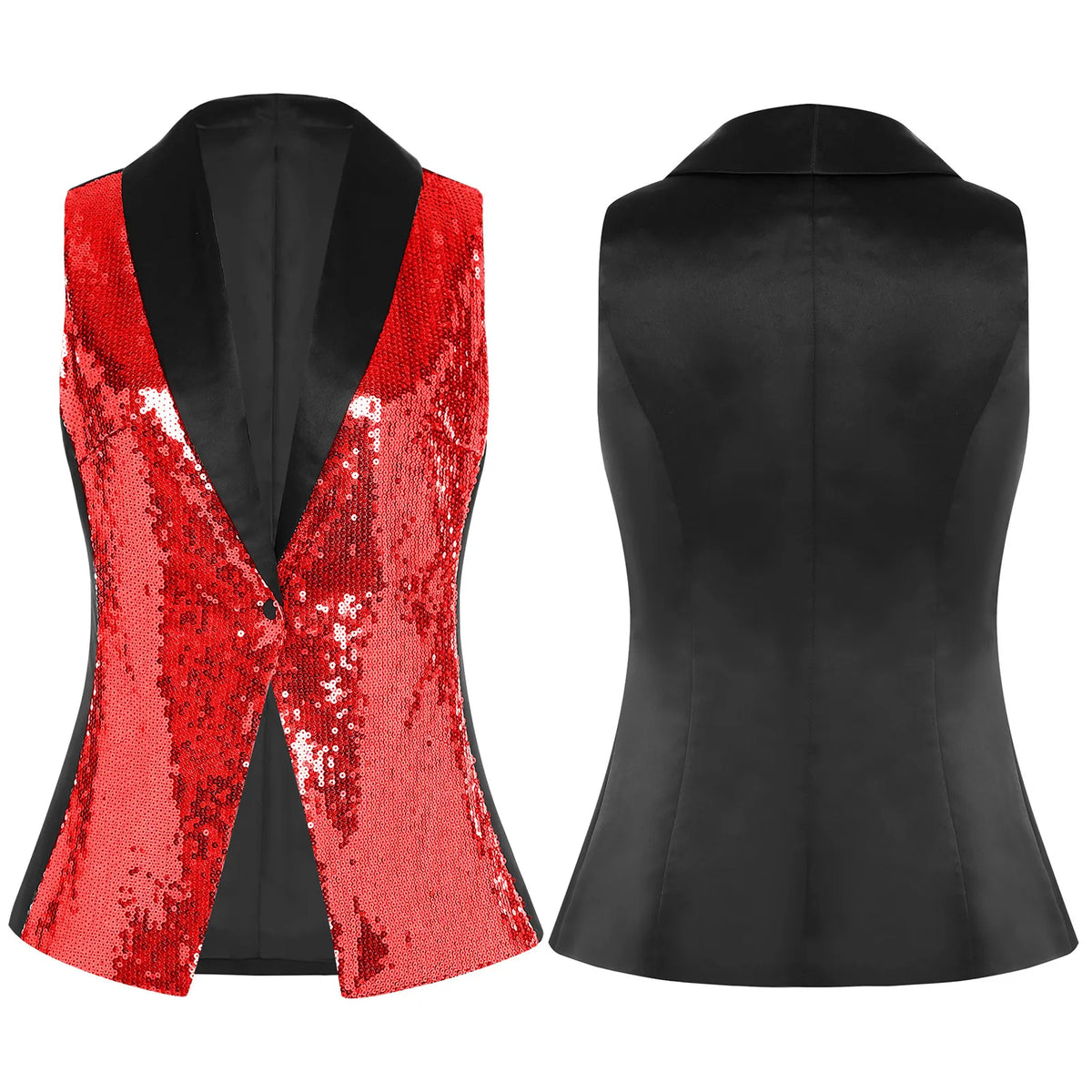 Fashion Sequins Vests Women's Tassel Sleeveless Waistcoat Jazz Dance Costume Shiny Vest 80s Disco Music Festival Party Clubwear