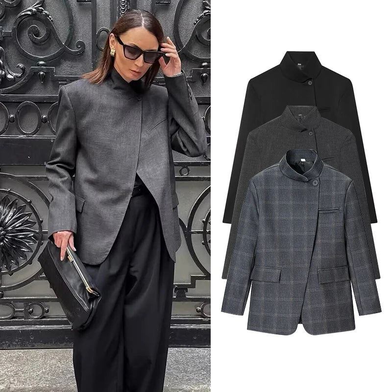 Spring New Women's Blazers 2026 Fashion Retro Plaid Elegant Women's Warm Jackets Youth Chic Commuter Office Blouse Coats