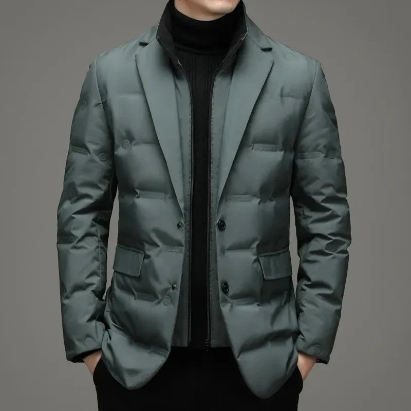 High Quality Men's Handsome down Jacket with Scarf Collar M-6XL Big Plus Size for Middle-Aged Dad Fashionable Outerwear