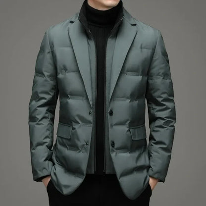High Quality Men's Handsome down Jacket with Scarf Collar M-6XL Big Plus Size for Middle-Aged Dad Fashionable Outerwear