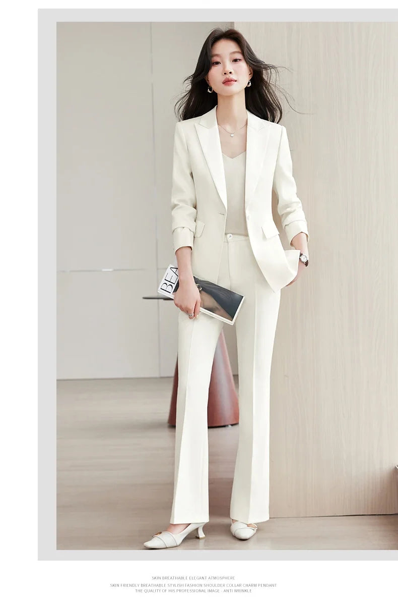 Elegant Chic Business Trousers Blazer Suits Women Autumn New 2026 Commuter Jackets and Pants Sets 2 Piece Outfit Black