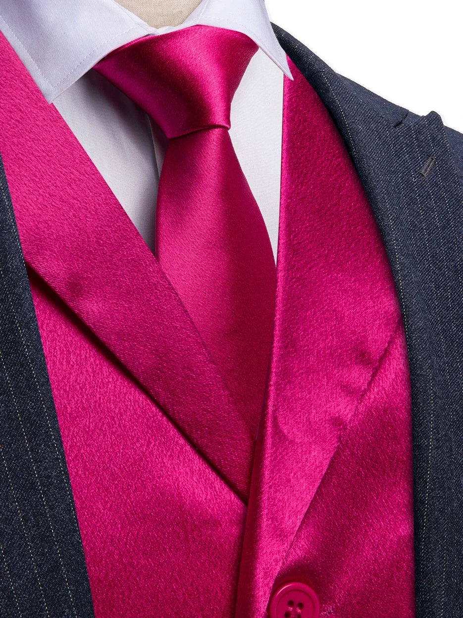 Men's Satin Vest Set with Tie, Bowtie & Pocket Square – Slim Fit for Weddings & Formal Occasions