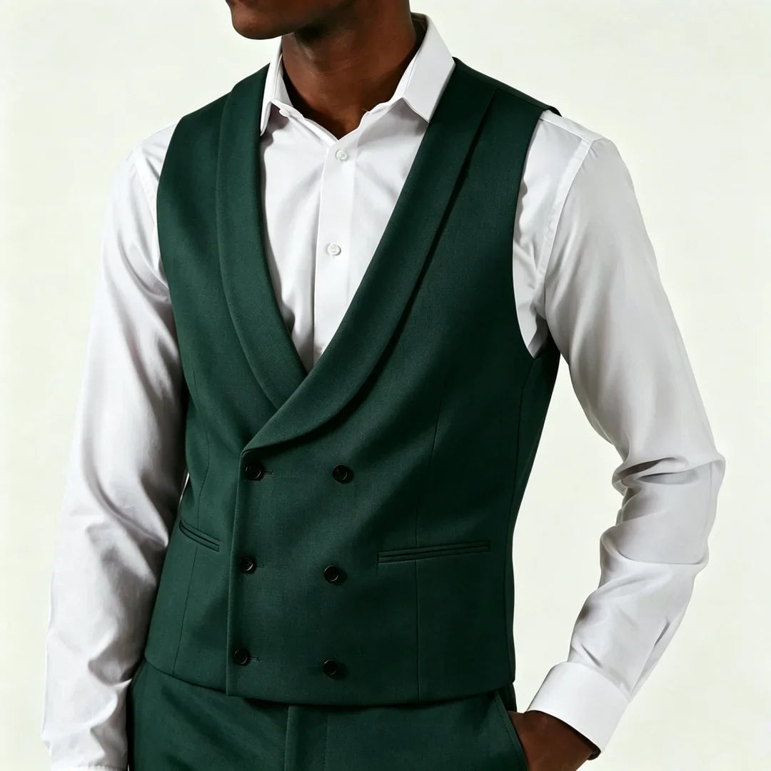 Men's Formal Vest – Double Breasted Lapel Waistcoat for Weddings & Business
