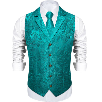 Men's Suit Vest & Tie Set – Paisley Jacquard Waistcoat for Weddings and Formal Occasions